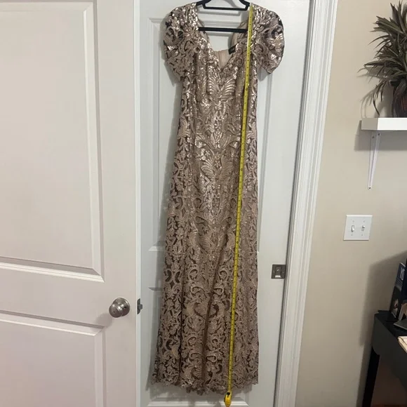 Tadashi Shoji Gold Lace Wedding Dress - Picture 14 of 16